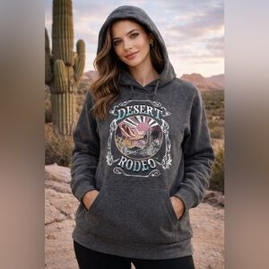 Vintage America Gray Desert Rodeo Hoodie Graphic